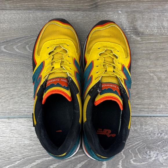 New Balance 574 Mens Sz 6D Harvest Gold Blaze Yellow Teal Cordura Low Sneakers - Picture 5 of 13